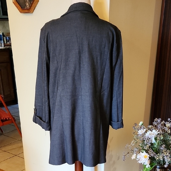 Skies Are Blue Dark Gray Blazer with Notched Lapel Boyfriend Fit, Size XL - Picture 12 of 15